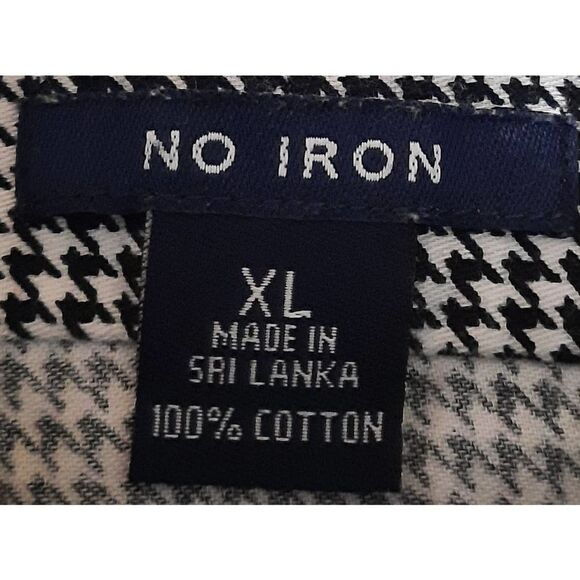 Ladies XL Chaps Houndstooth Button Down Shirt Long Sleeve Collared - Picture 8 of 8